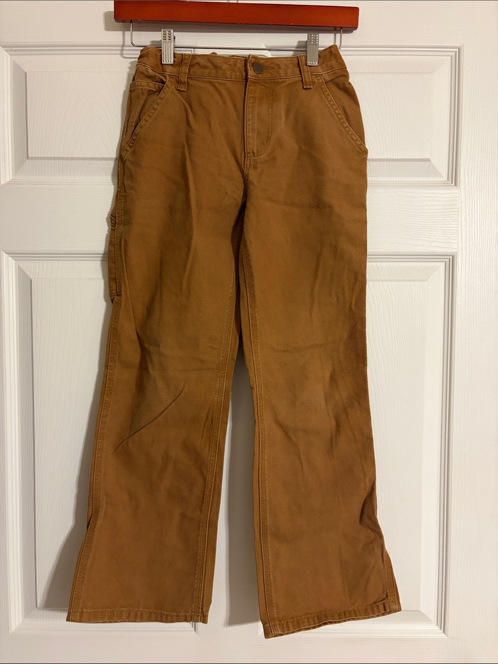 Carhartt Boys Brown Canvas Dungaree Carpenter Work Pants Size 12 BN8311-B